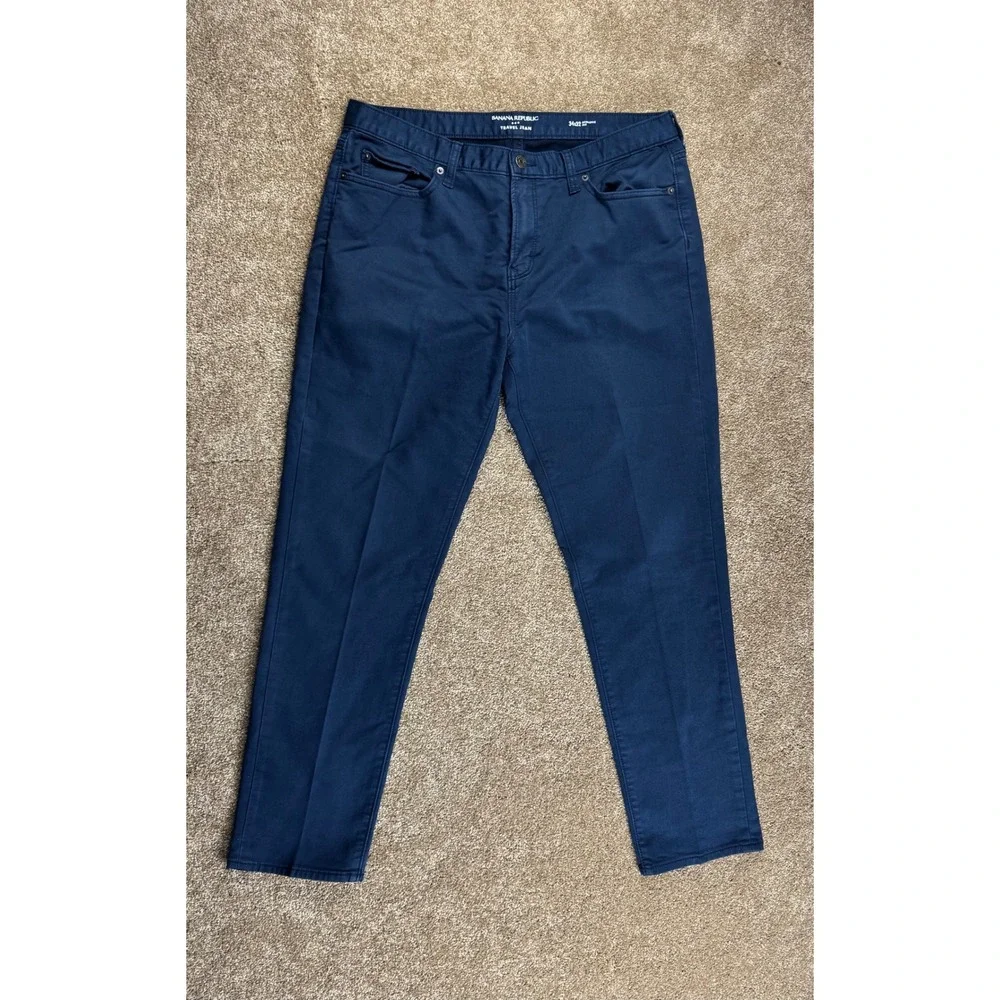 Banana Republic Travel Jean Lot Mens 34x32 Athletic Slim Fit Navy Green Gray 3pk